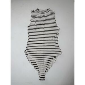 Forever 21 Women’s Striped Sleeveless Bodysuit While Black Sz  S See Description